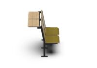 Drewniane krzesło do poczekalni z zielonymi poduszkami i stolikiem z tyłu 2hall od boku B-Group