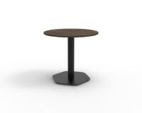 Czarna metalowa prosta podstawa sześciokątna do stołu z ciemno drewnianym okrągłym blatem B10 B-Group