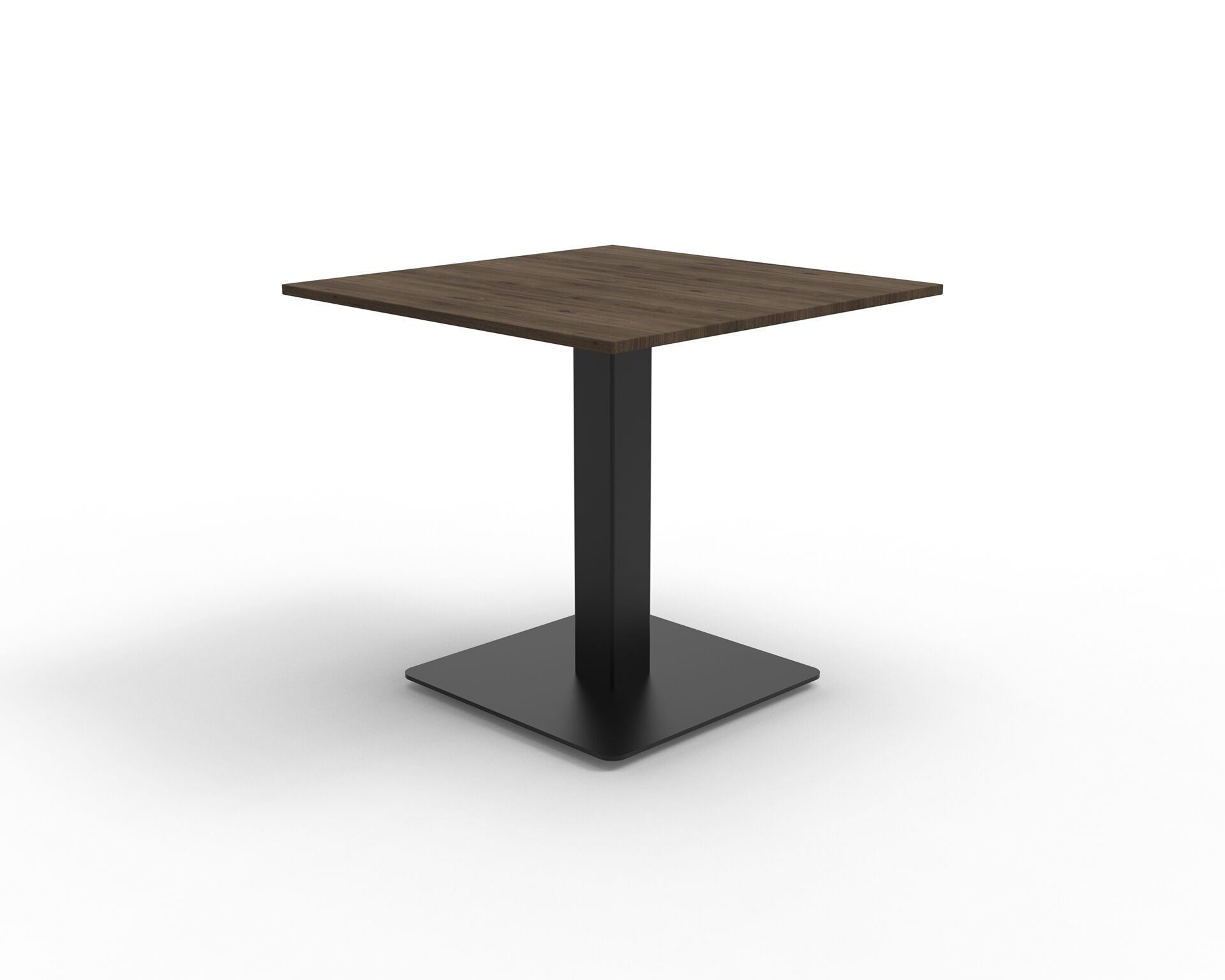 Czarna metalowa prosta podstawa kwadratowa do stołu z ciemno drewnianym kwadratowym blatem B10 B-Group