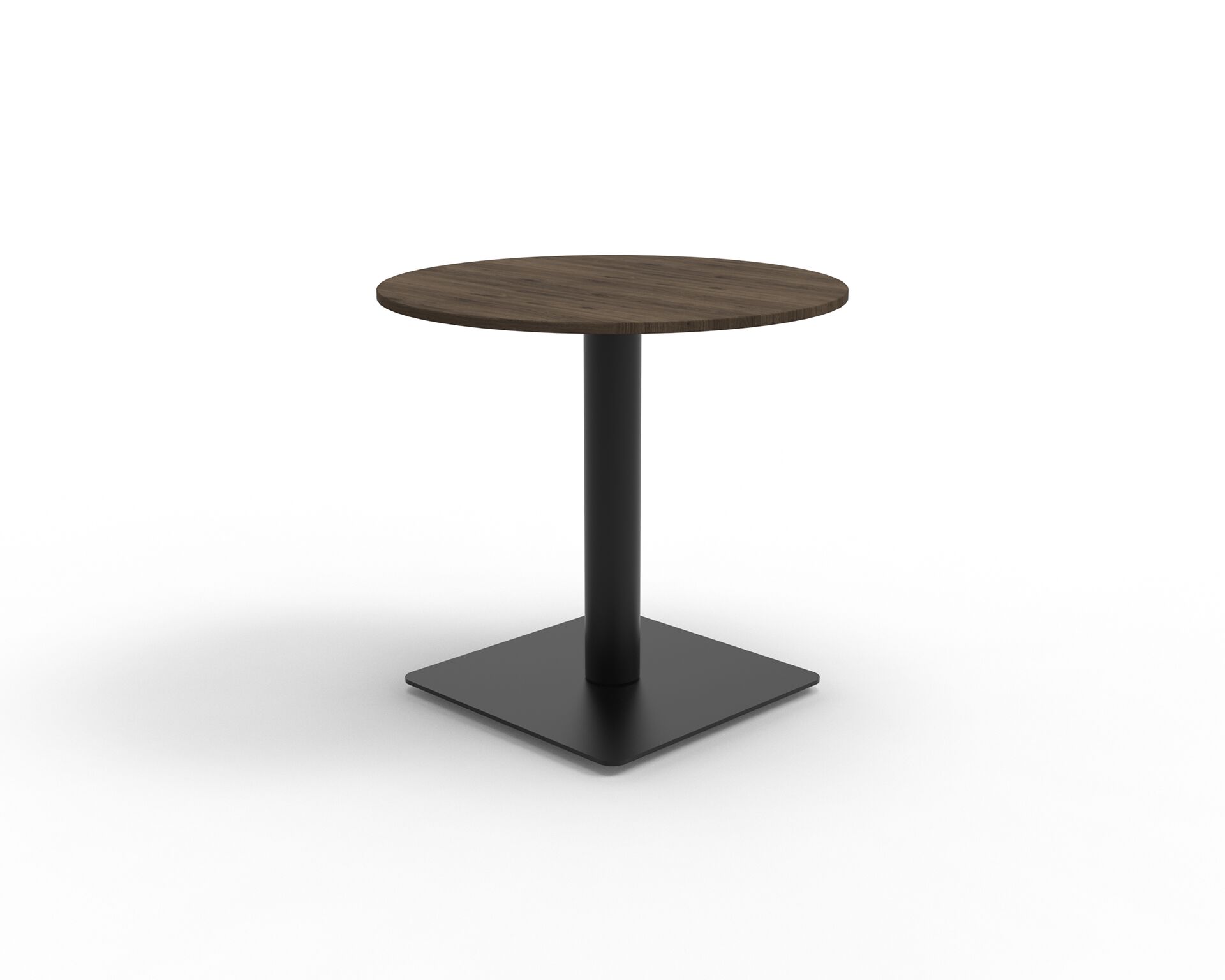 Czarna metalowa prosta podstawa kwadratowa do stołu z ciemno drewnianym okrągłym blatem B10 B-Group