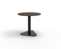 Czarna metalowa prosta podstawa trójkątna do stołu z ciemno drewnianym okrągłym blatem B10 B-Group