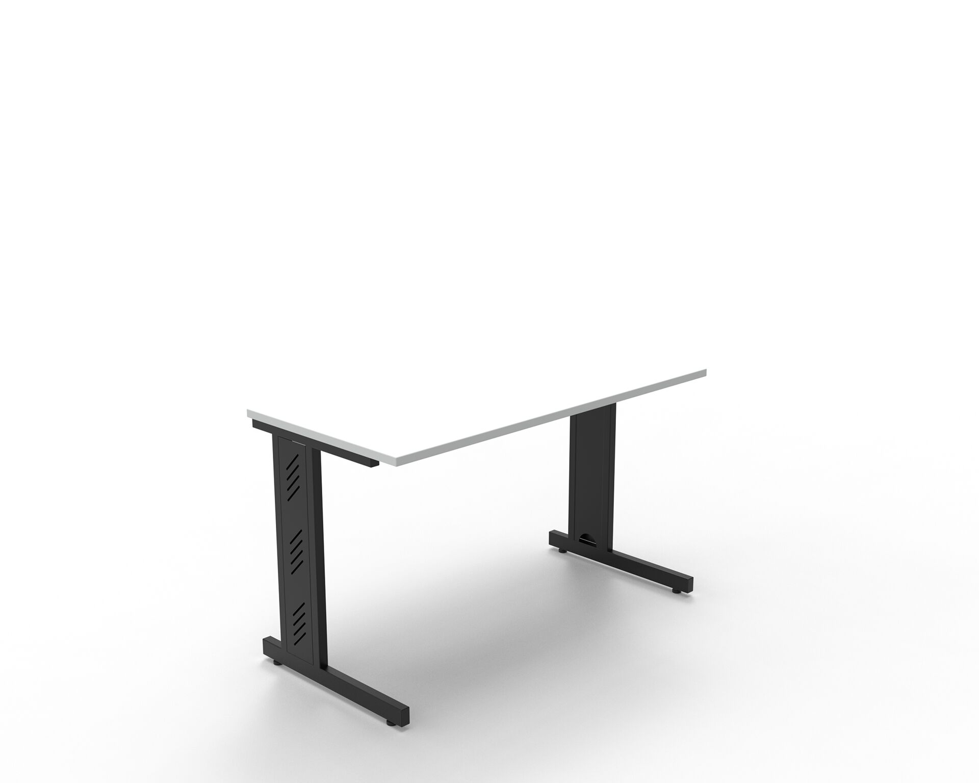 Czarne metalowe zakrzywione nogi do stołów chowające kable z białym blatem B20 B-Group