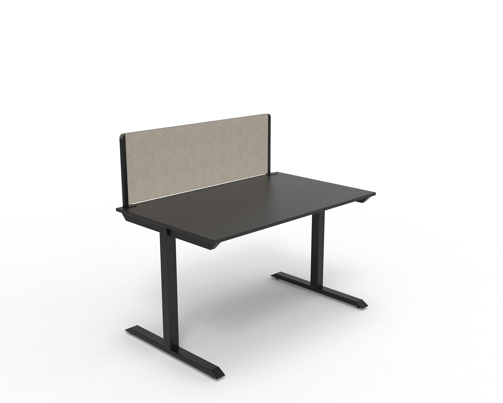 Czarne metalowe proste nogi do stołu z czarnym blatem i beżową ścianką B30 B-Group