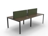 Czarne metalowe nogi do długiego szerokiego stołu z ciemnym blatem i zielonymi ściankami B500 B-Group