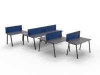 Czarne metalowe nogi do stołów z szarym blatem i niebieskimi ściankami B400 B-Group