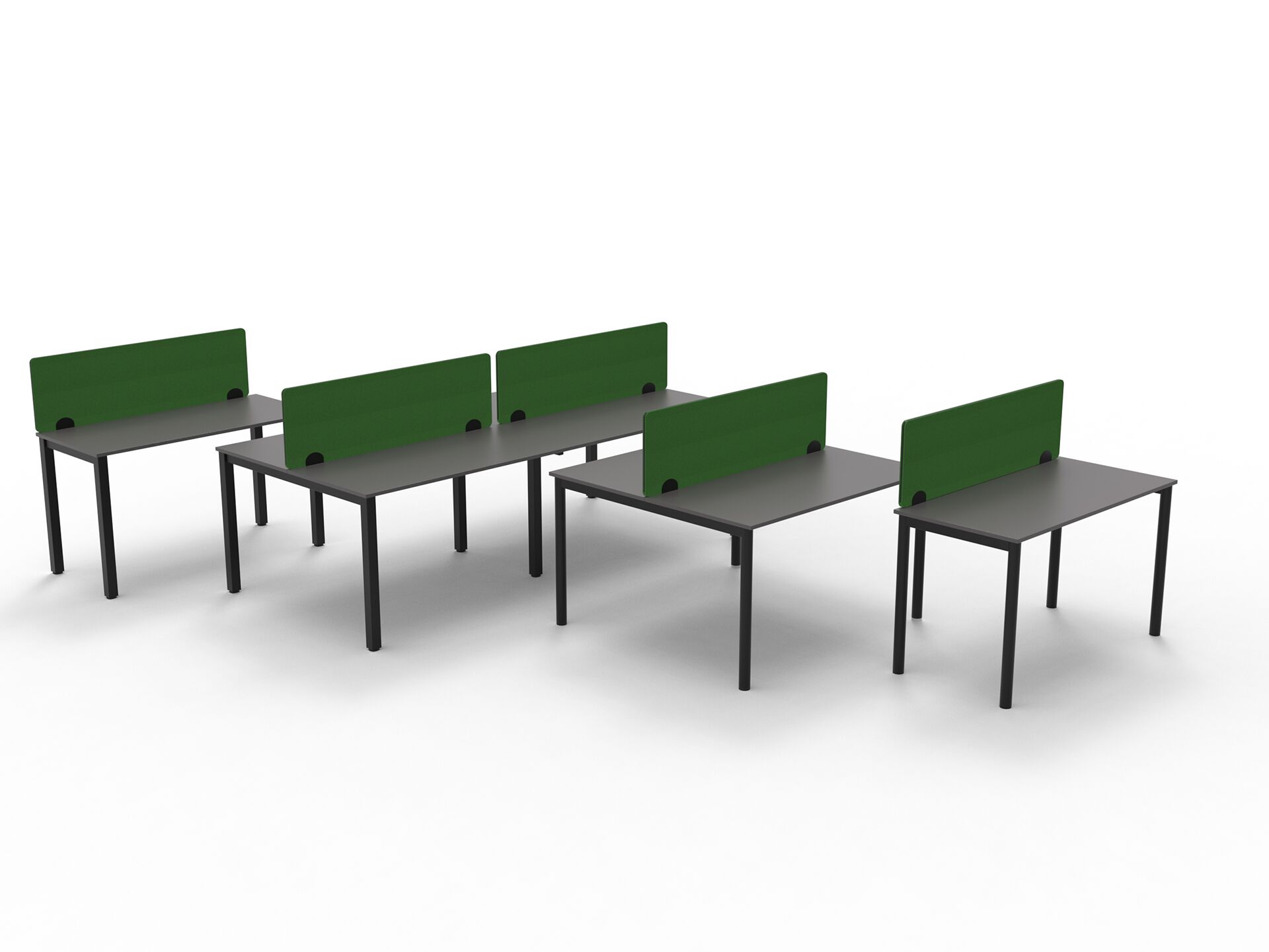 Czarne metalowe nogi do stołów z szarym blatem i zielonymi ściankami B600 B-Group