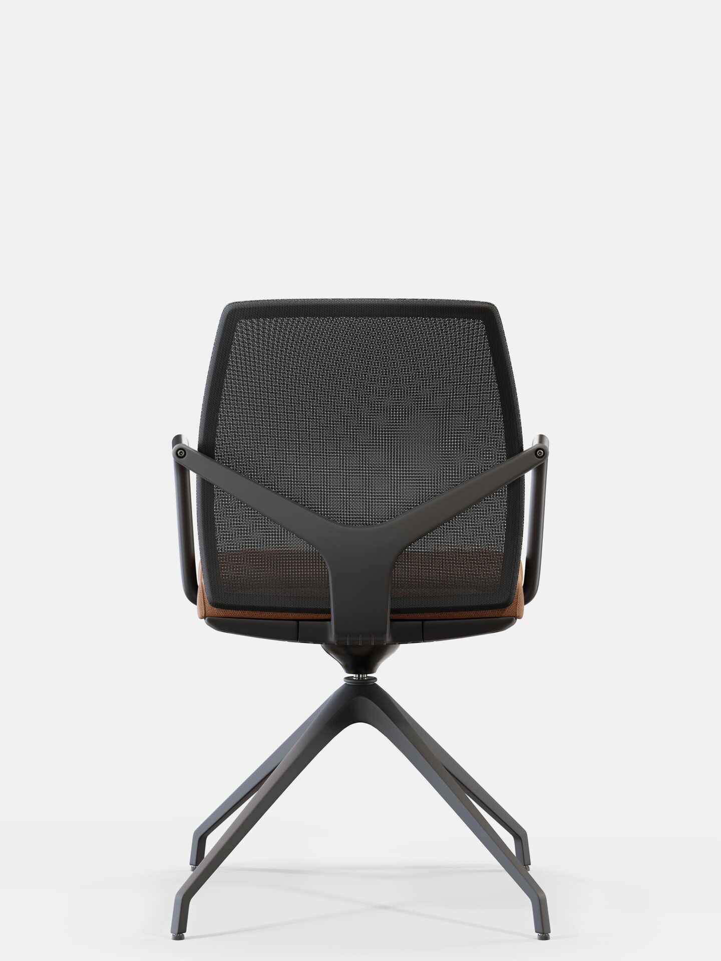 Krzesło biurowe z brązowo pomarańczowym siedzeniem i czarną nogą Skill od tyłu B-Group