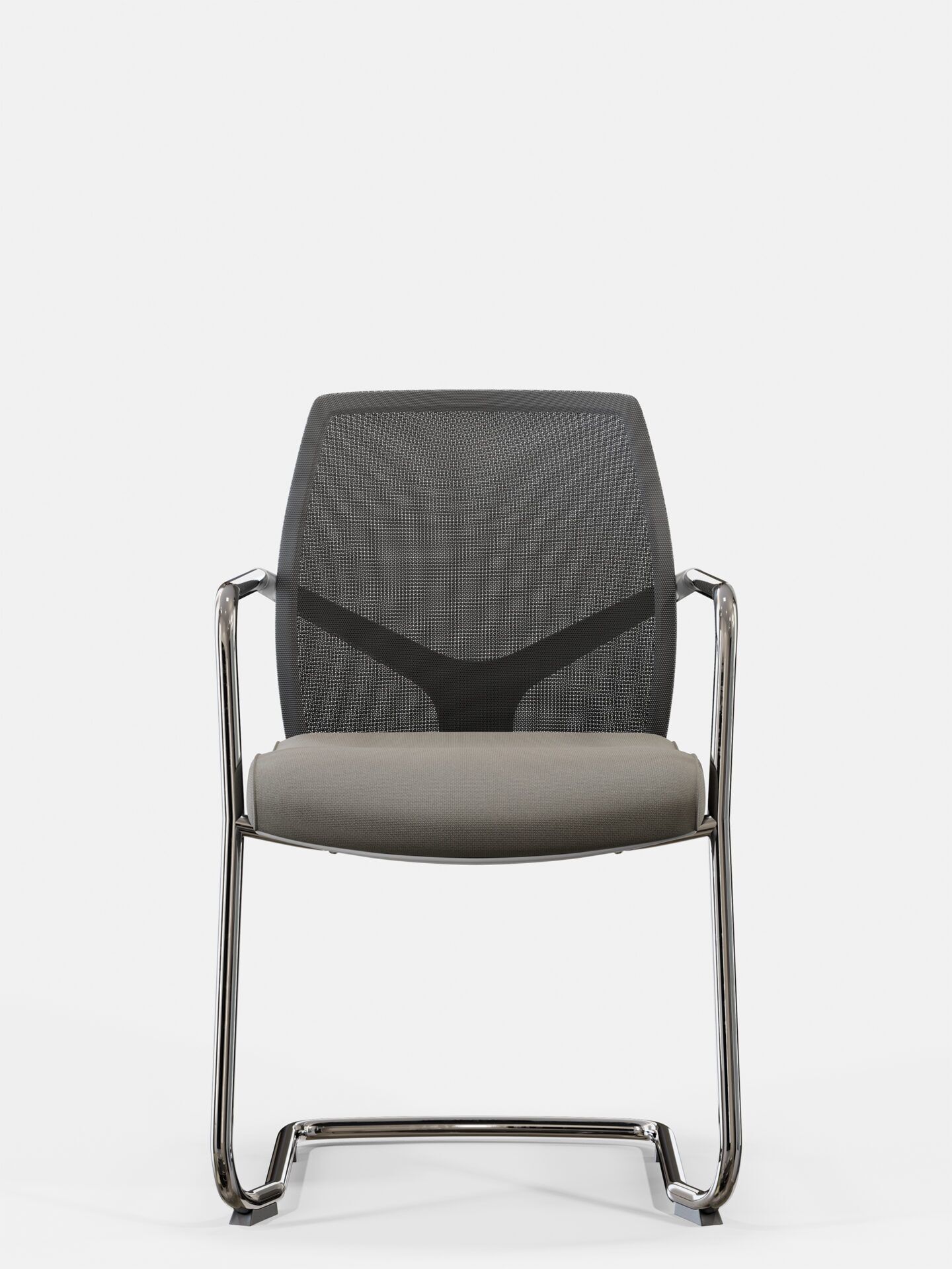Szare krzesło biurowe z brązowo Skill od przodu B-Group