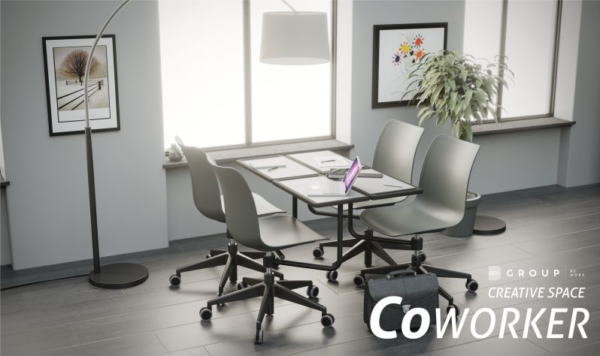 Biuro z szarymi krzesłami COWORKER Creative Space B-Group