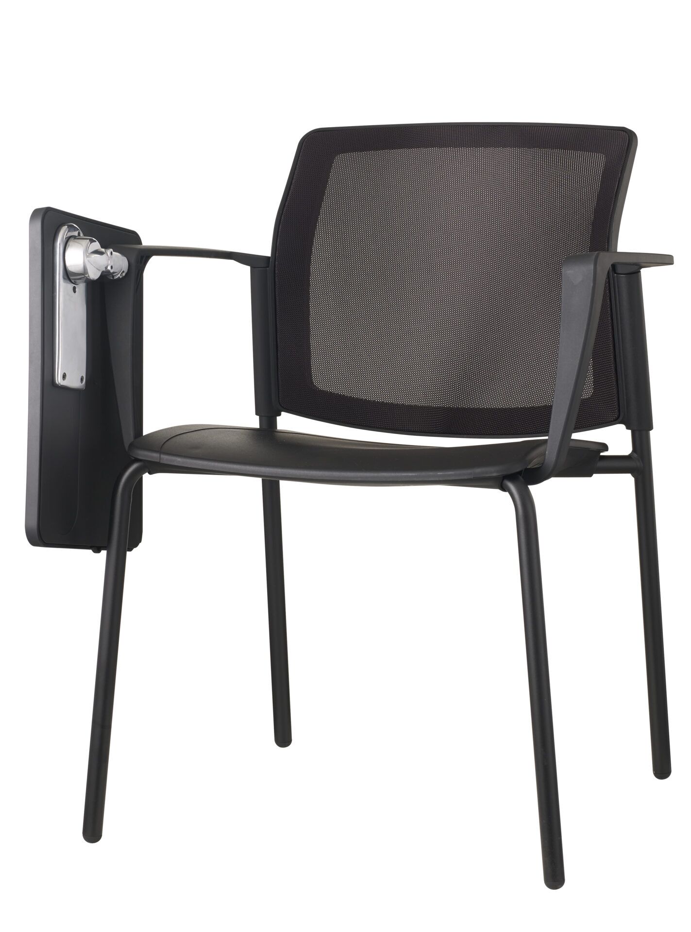Czarne krzesło biurowe z podkładką po skosie od przodu prawo 4job BGroup
