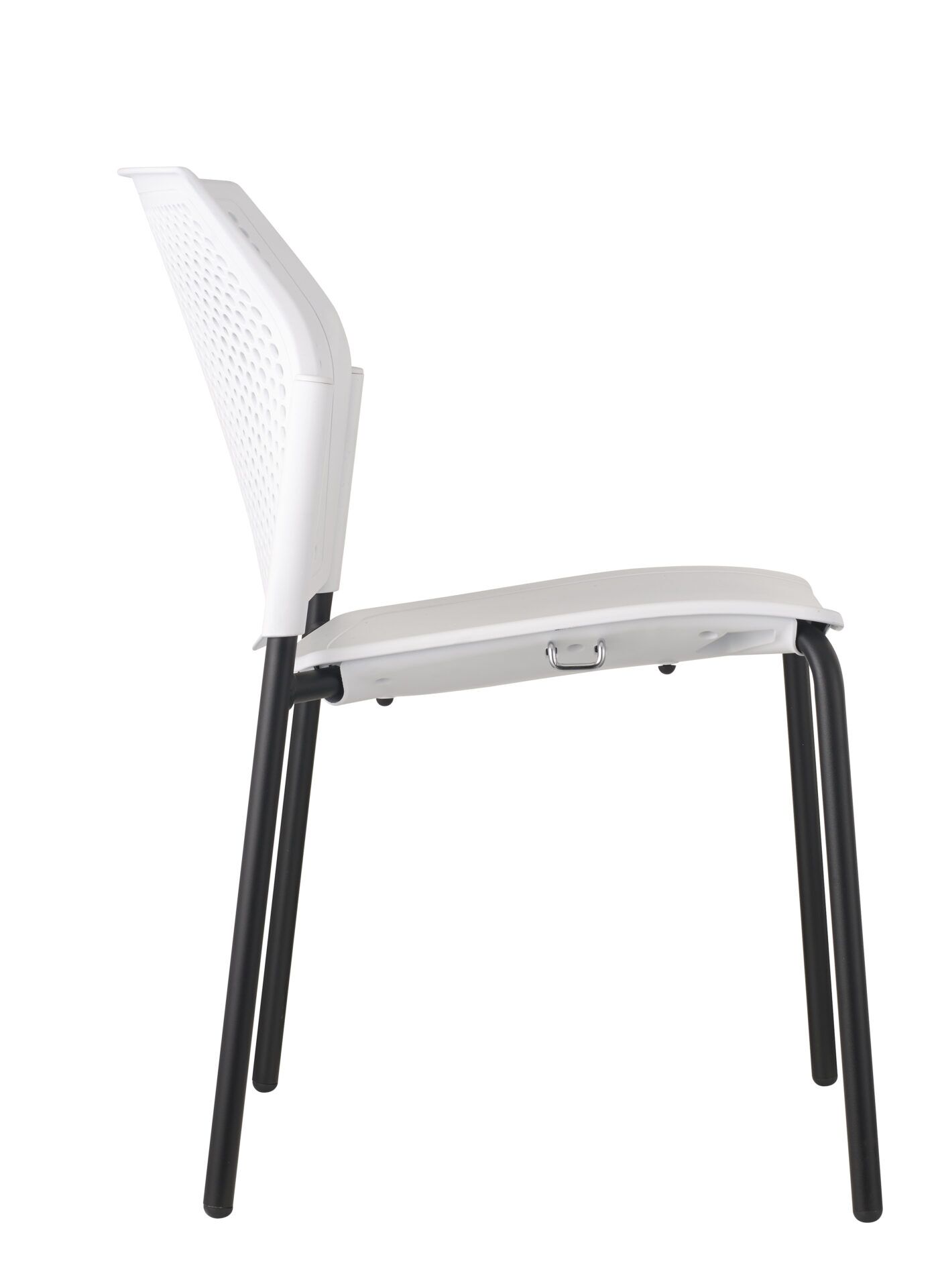 Białe krzesło biurowe z czarnymi nogami od boku 4job BGroup
