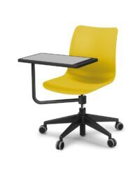 Żółty fotel biurowy z podkładką po skosie od przodu coworker B-Group