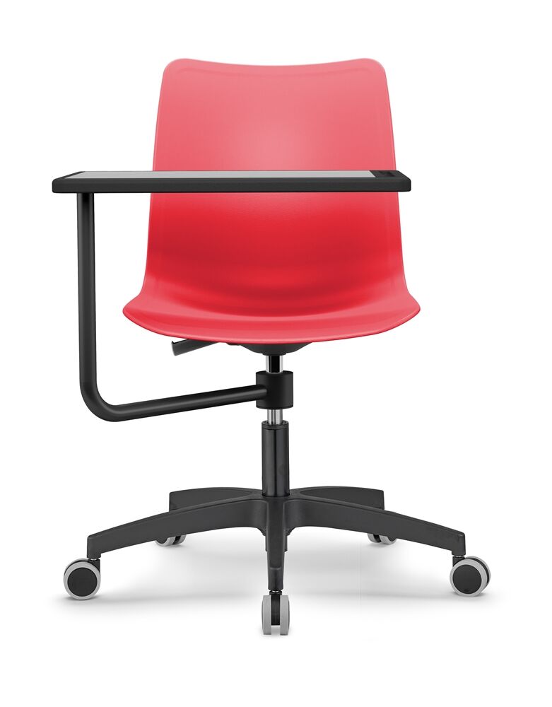 Czerwony fotel biurowy z podkładką od przodu coworker B-Group