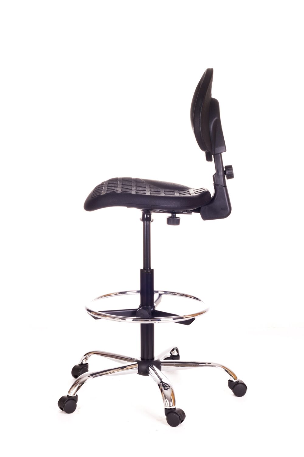 Czarne krzesło laboratoryjne z regulacją od boku B-Group