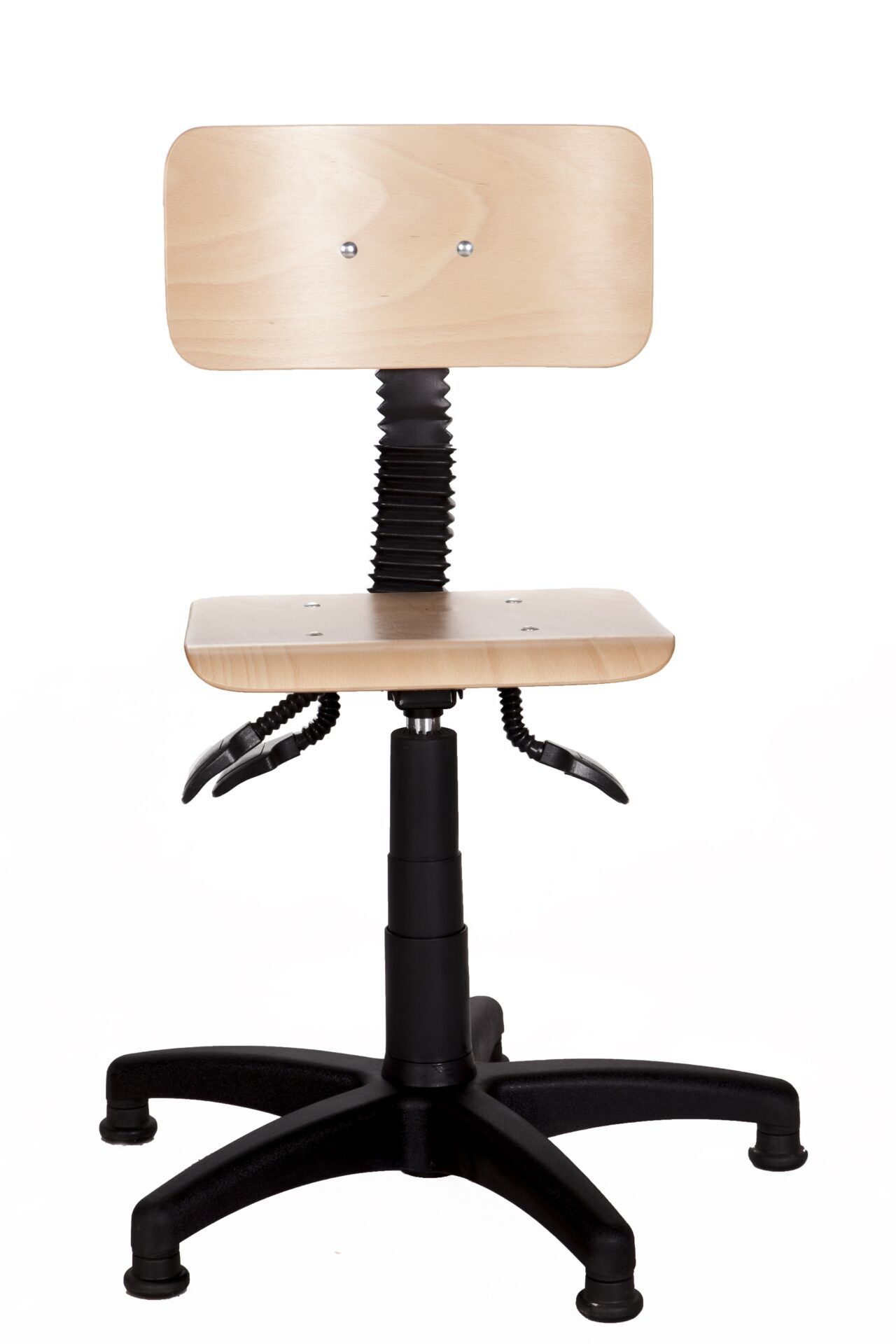 Drewniane krzesło laboratoryjne z regulacją od przodu B-Group