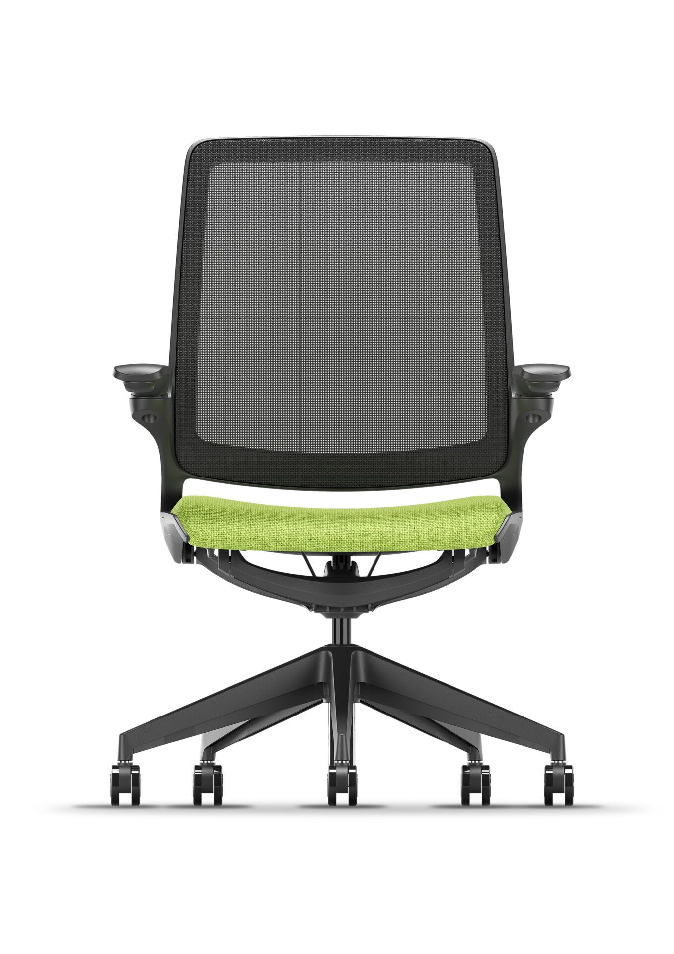 Czarny fotel biurowy z zielonym siedzeniem Ob smart - od przodu zdjęcie 14