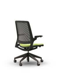 Czarny fotel biurowy z zielonym siedzeniem Ob smart - widoczny po skosie od tyłu zdjęcie 2