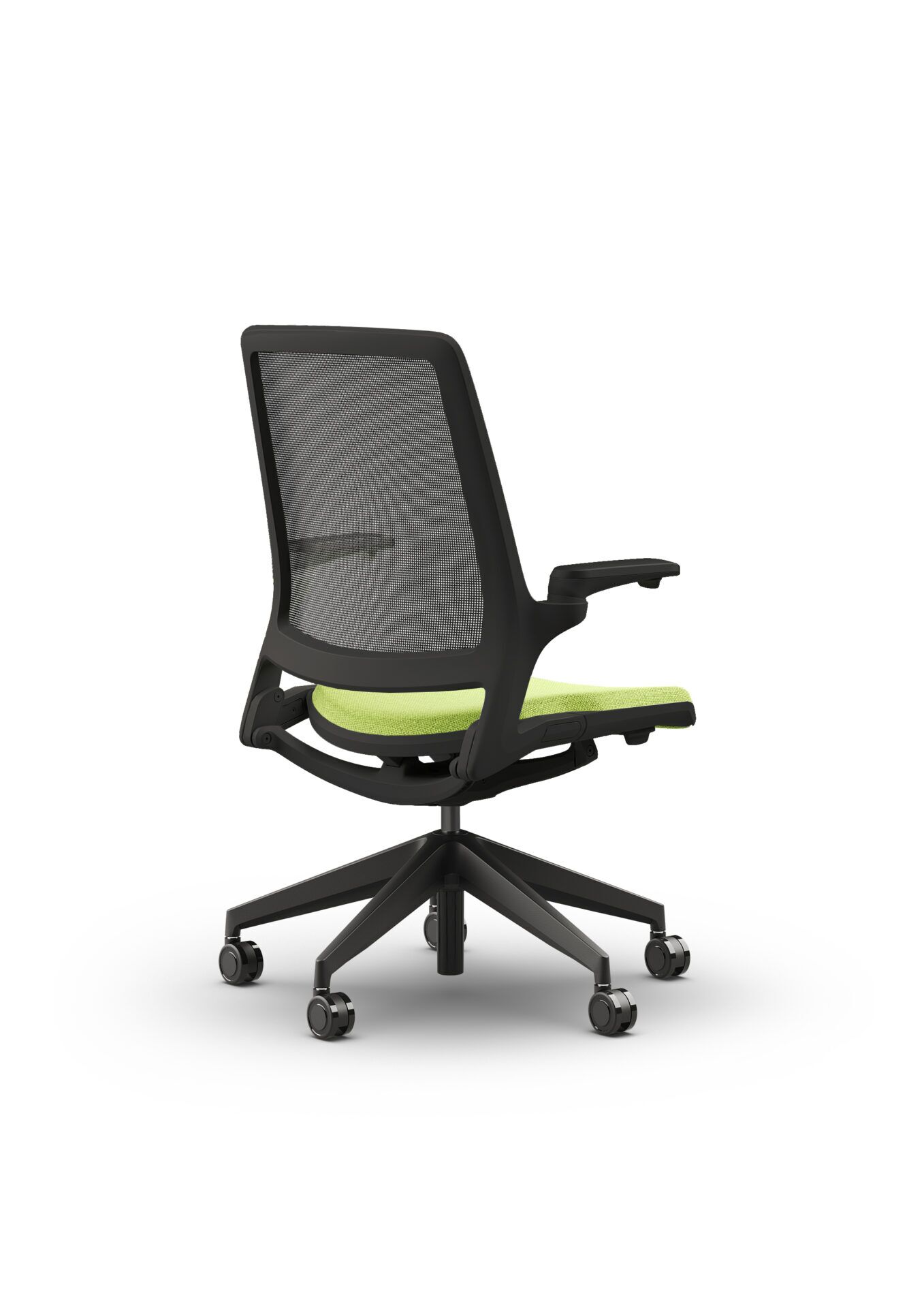 Czarny fotel biurowy z zielonym siedzeniem Ob smart - widoczny po skosie od tyłu zdjęcie 2