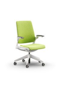 Biały fotel biurowy z zielonym siedzeniem Ob smart - widoczny po skosie od przodu zdjęcie 7