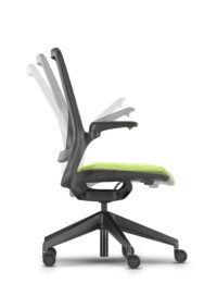 Czarny fotel biurowy z zielonym siedzeniem Ob smart - widoczny od góry z pokazaniem ruchu