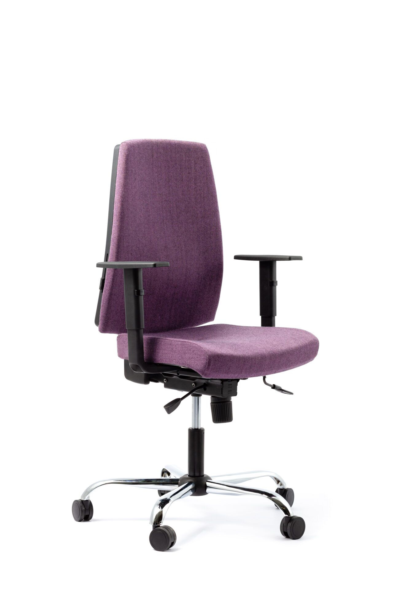 Fioletowy fotel biurowy - widoczny po skosie z przodu zdjęcie 8