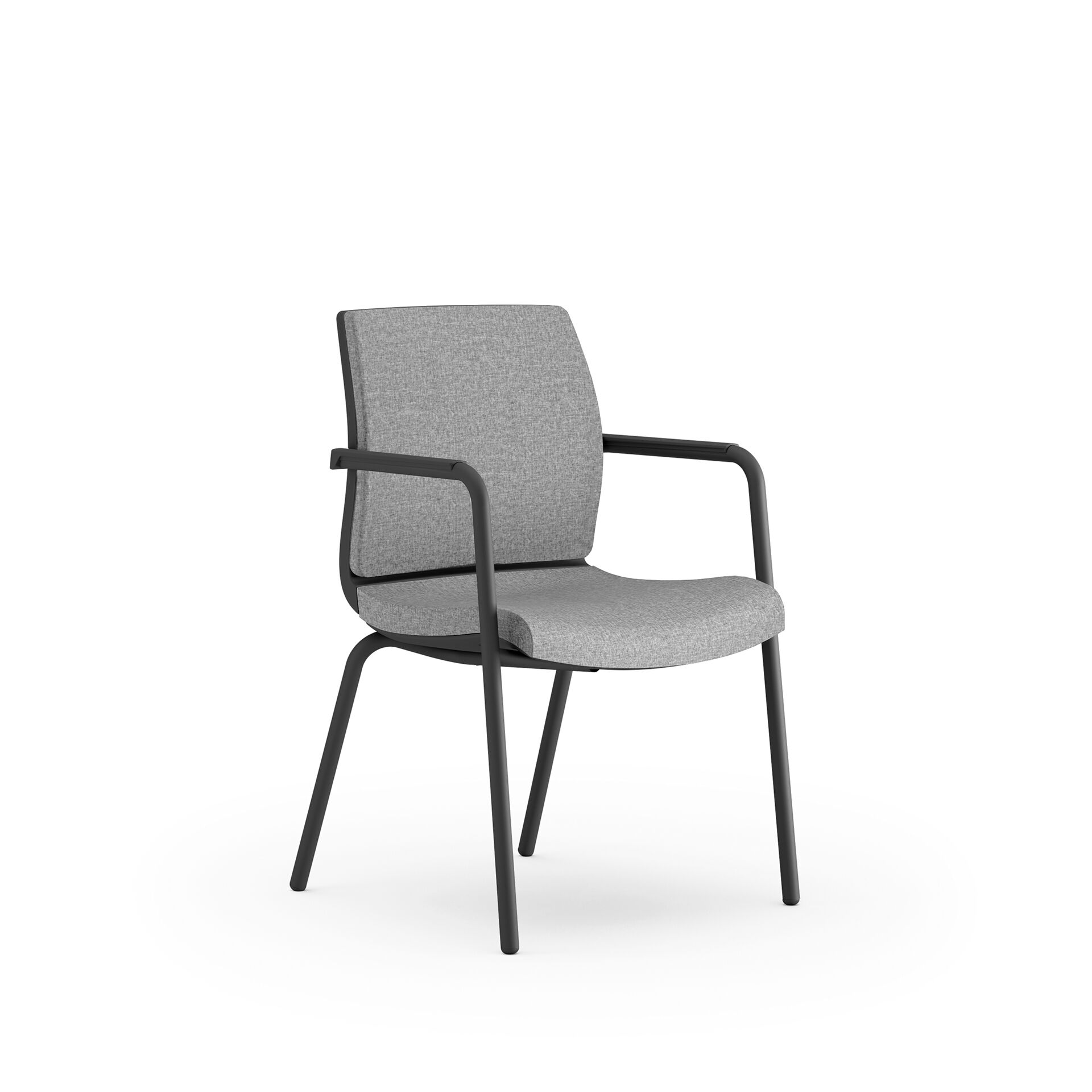 Czarne krzesło biurowe z szarym obiciem smart meeting po skosie od przodu B-Group