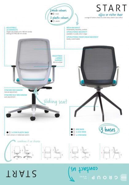 Baner z propozycjami i cechami charakterystycznymi foteli biurowych i krzeseł biurowych designed by S.I.DESIGN