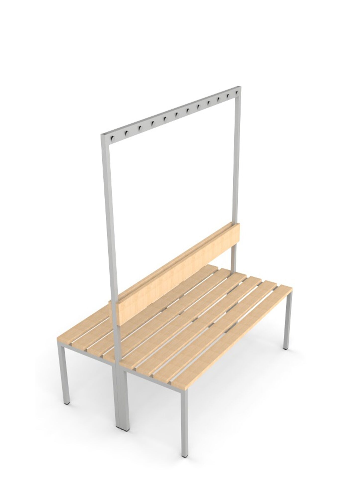 Jasny wieszak do szatni zs typ 01 z drewnianą ławką B-Group