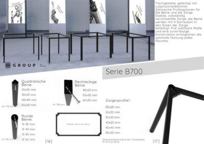 Katalog – Tischgestelle der Serie B700 B-Group