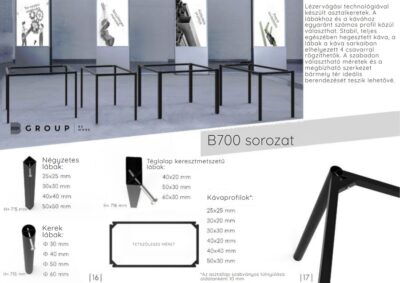 B700 sorozatú asztallábak katalógusa B-Group